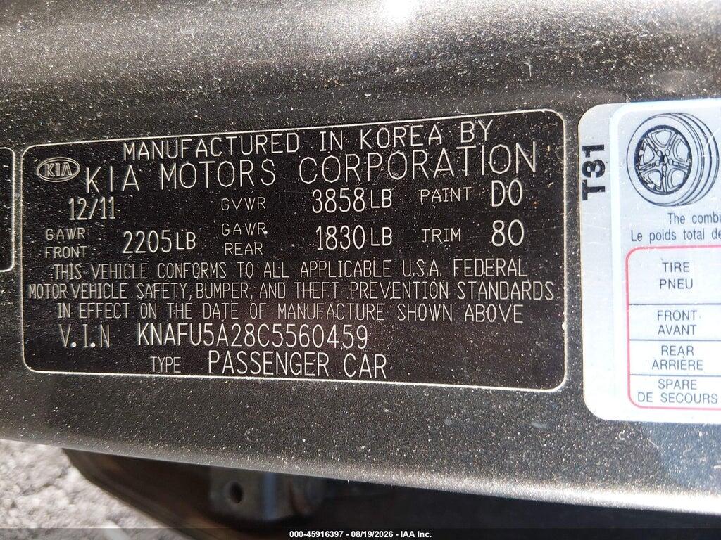 KNAFU5A28C5560459 2012 KIA FORTE photo no. 9