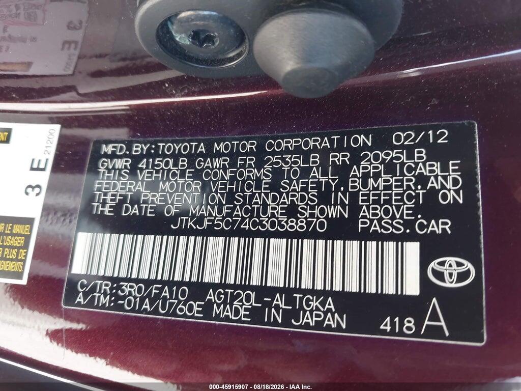 JTKJF5C74C3038870 2012 SCION TC photo no. 9