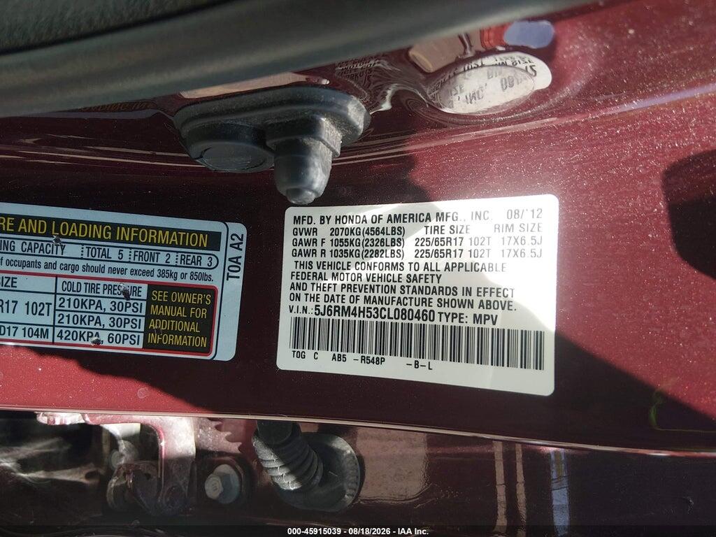5J6RM4H53CL080460 2012 HONDA CR-V photo no. 9