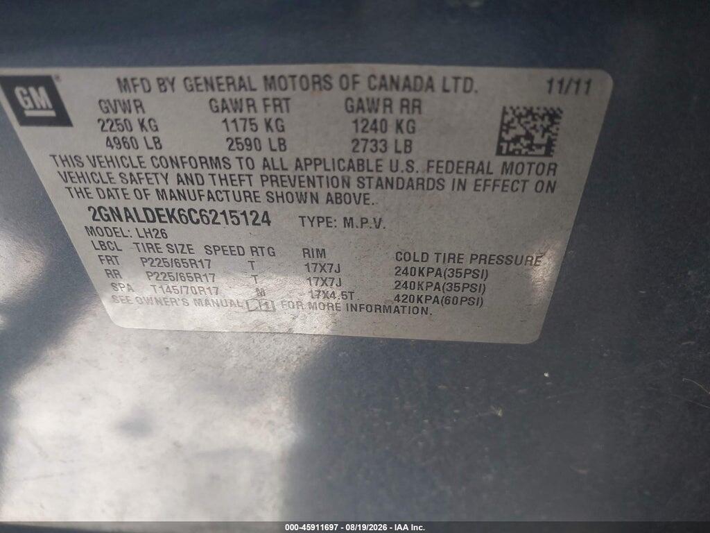 2GNALDEK6C6215124 2012 CHEVROLET EQUINOX photo no. 9