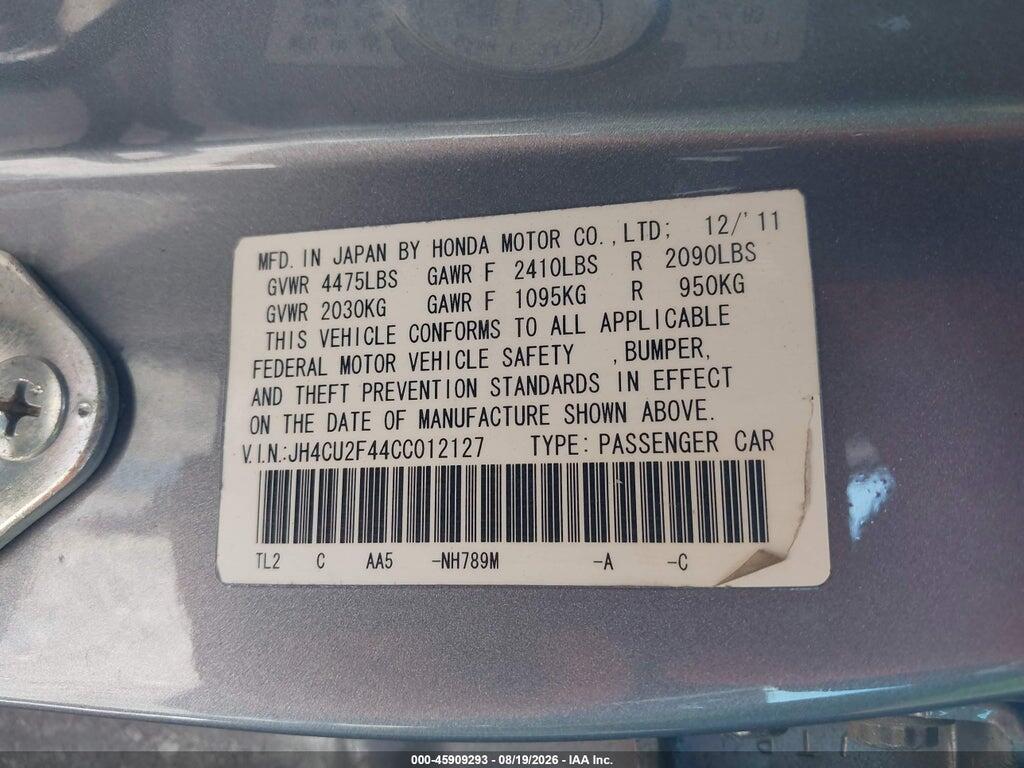 JH4CU2F44CC012127 2012 ACURA TSX photo no. 9