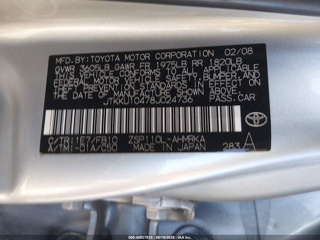 JTKKU10478J024736 2008 SCION XD photo no. 9