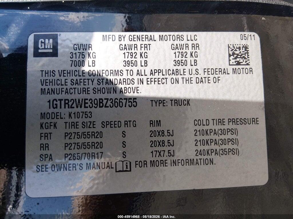 1GTR2WE39BZ366755 2011 GMC SIERRA 1500 photo no. 9