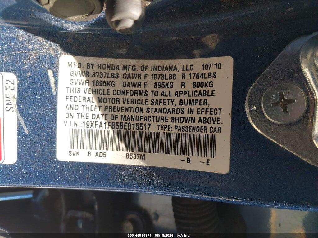 19XFA1F85BE015517 2011 HONDA CIVIC photo no. 9