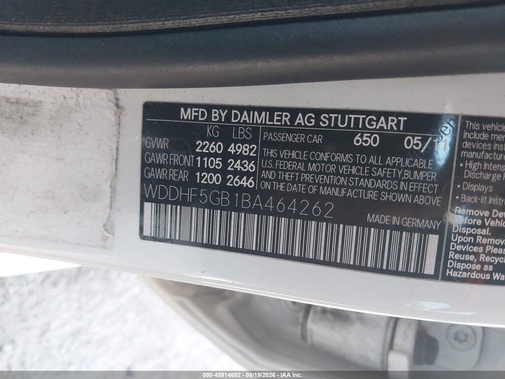 WDDHF5GB1BA464262 2011 MERCEDES-BENZ E 350 photo no. 9
