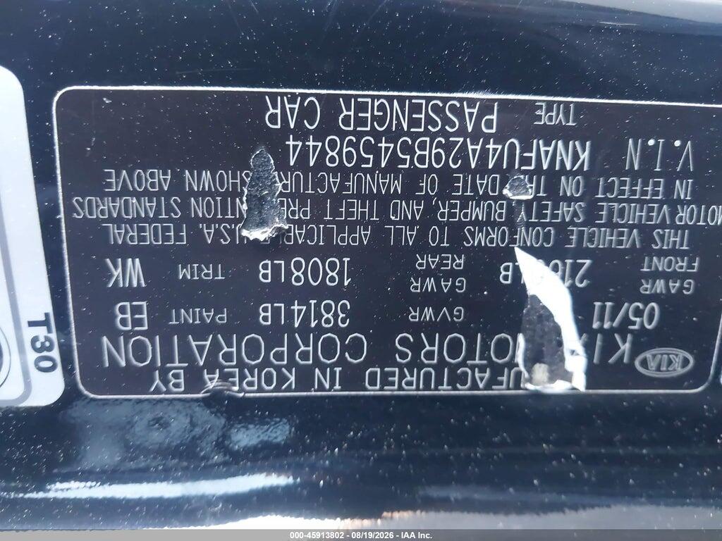 KNAFU4A29B5459844 2011 KIA FORTE photo no. 9