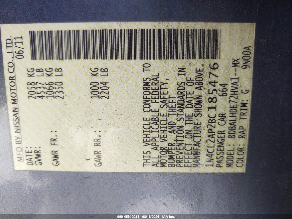 1N4CL2AP2BC185476 2011 NISSAN ALTIMA HYBRID photo no. 9
