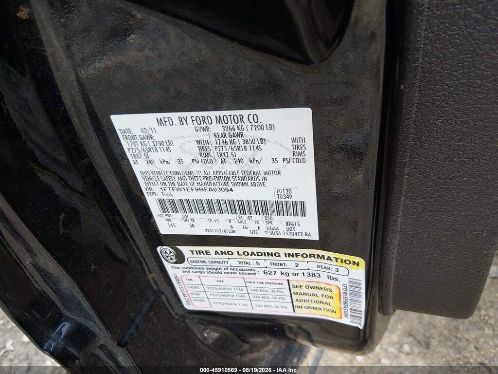 1FTFW1EF9BFA93094 2011 FORD F-150 photo no. 9