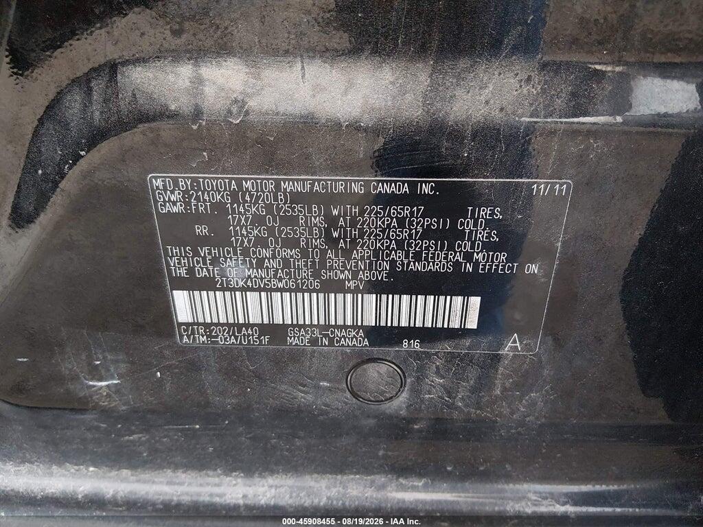 2T3DK4DV5BW061206 2011 TOYOTA RAV4 photo no. 9