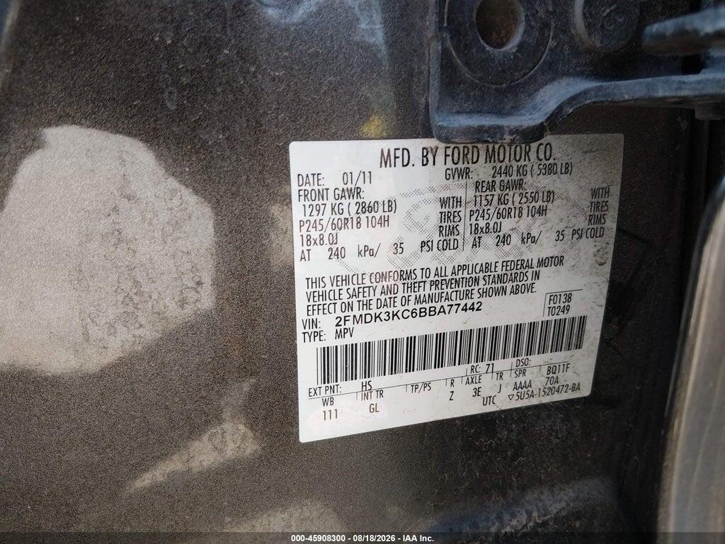 2FMDK3KC6BBA77442 2011 FORD EDGE photo no. 9