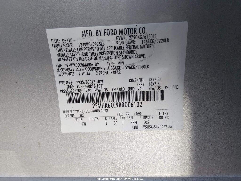 2FMHK6CC9BBD06102 2011 FORD FLEX photo no. 9