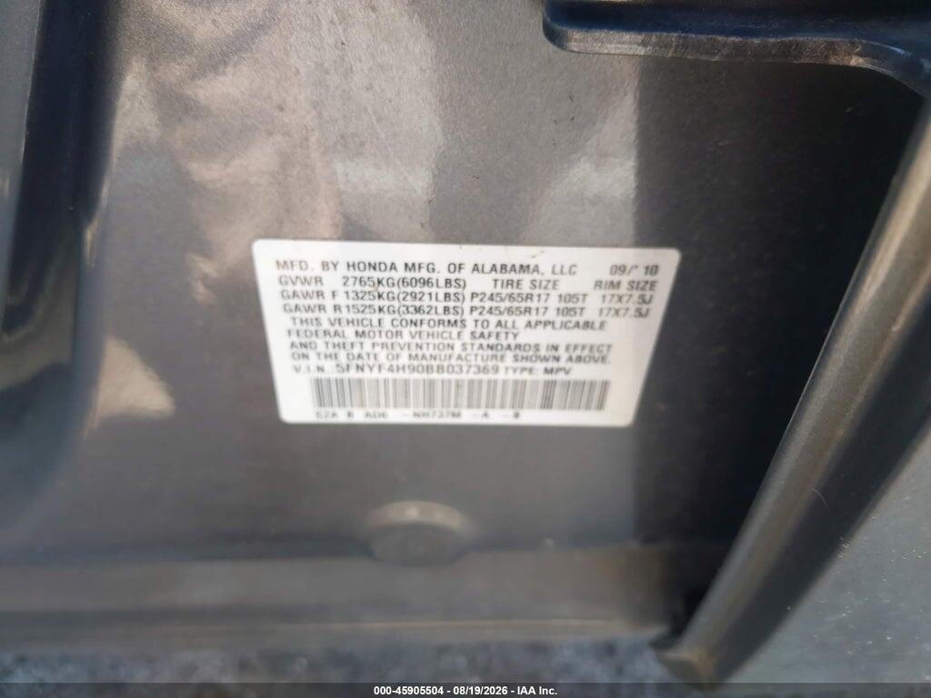 5FNYF4H90BB037369 2011 HONDA PILOT photo no. 9