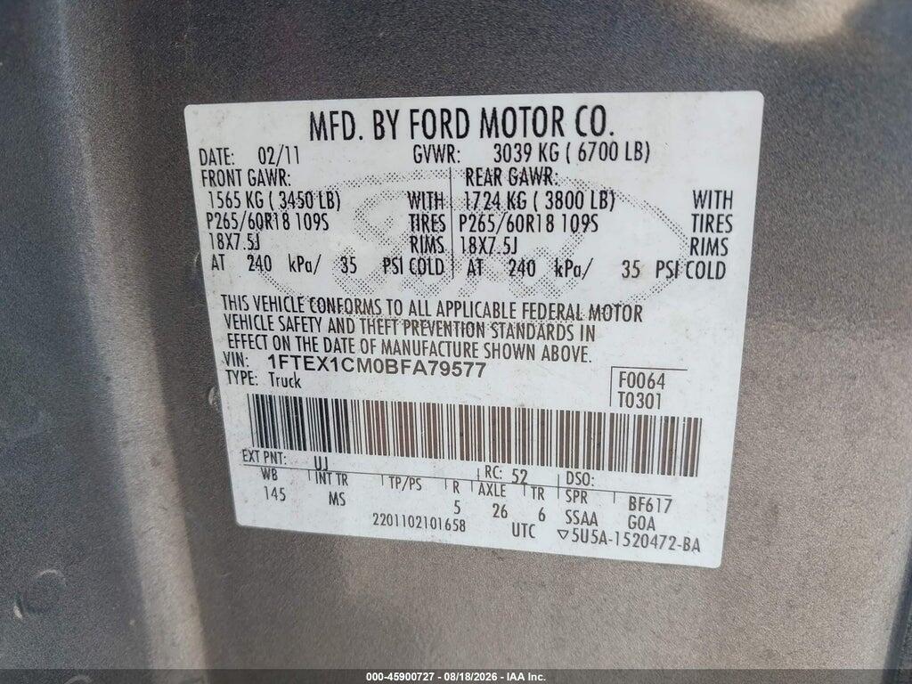 1FTEX1CM0BFA79577 2011 FORD F-150 photo no. 9