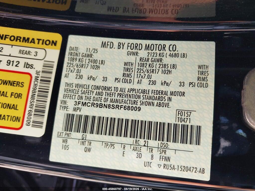 3FMCR9BN8SRF68009 2025 FORD BRONCO SPORT photo no. 9