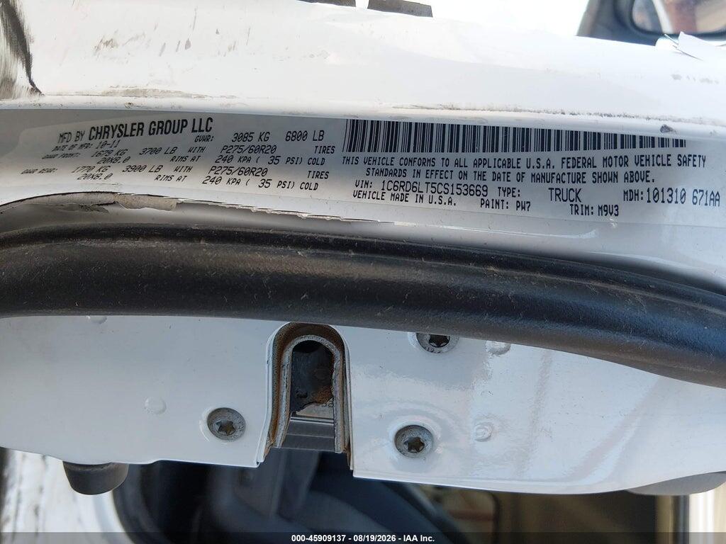1C6RD6LT5CS153669 2012 RAM 1500 photo no. 9