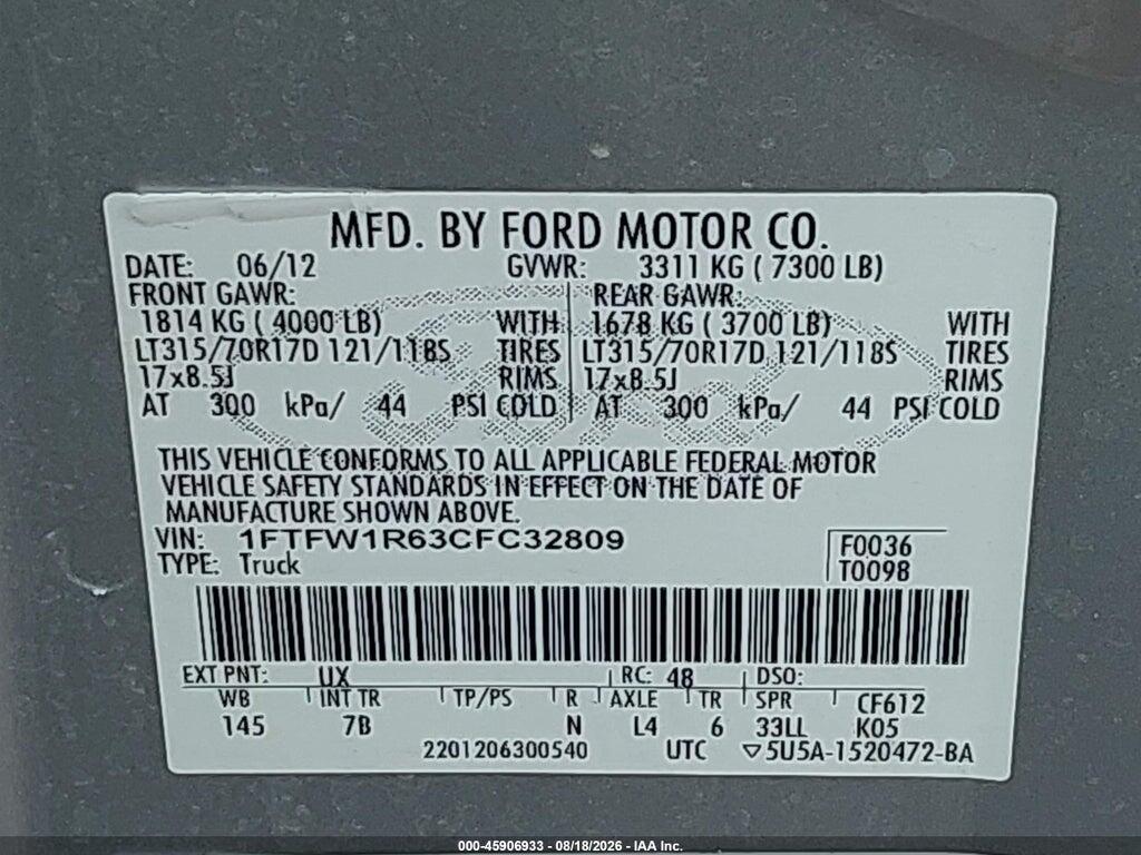 1FTFW1R63CFC32809 2012 FORD F-150 photo no. 9