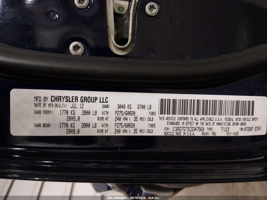 1C6RD7GT5CS347960 2012 RAM 1500 photo no. 9