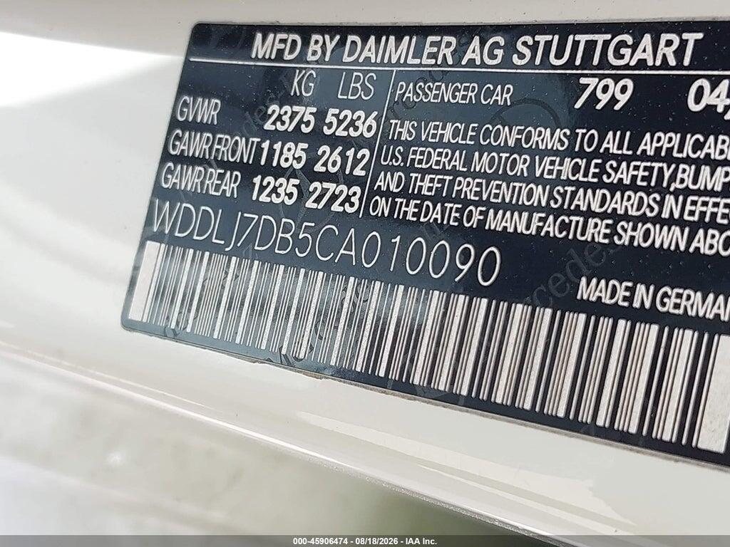 WDDLJ7DB5CA010090 2012 MERCEDES-BENZ CLS 550 photo no. 9