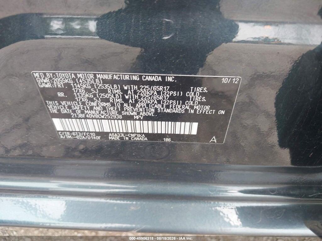 2T3BF4DV8CW252938 2012 TOYOTA RAV4 photo no. 9