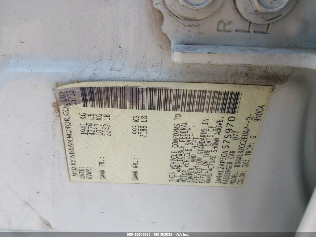 1N4AL2AP3CN575970 2012 NISSAN ALTIMA photo no. 9