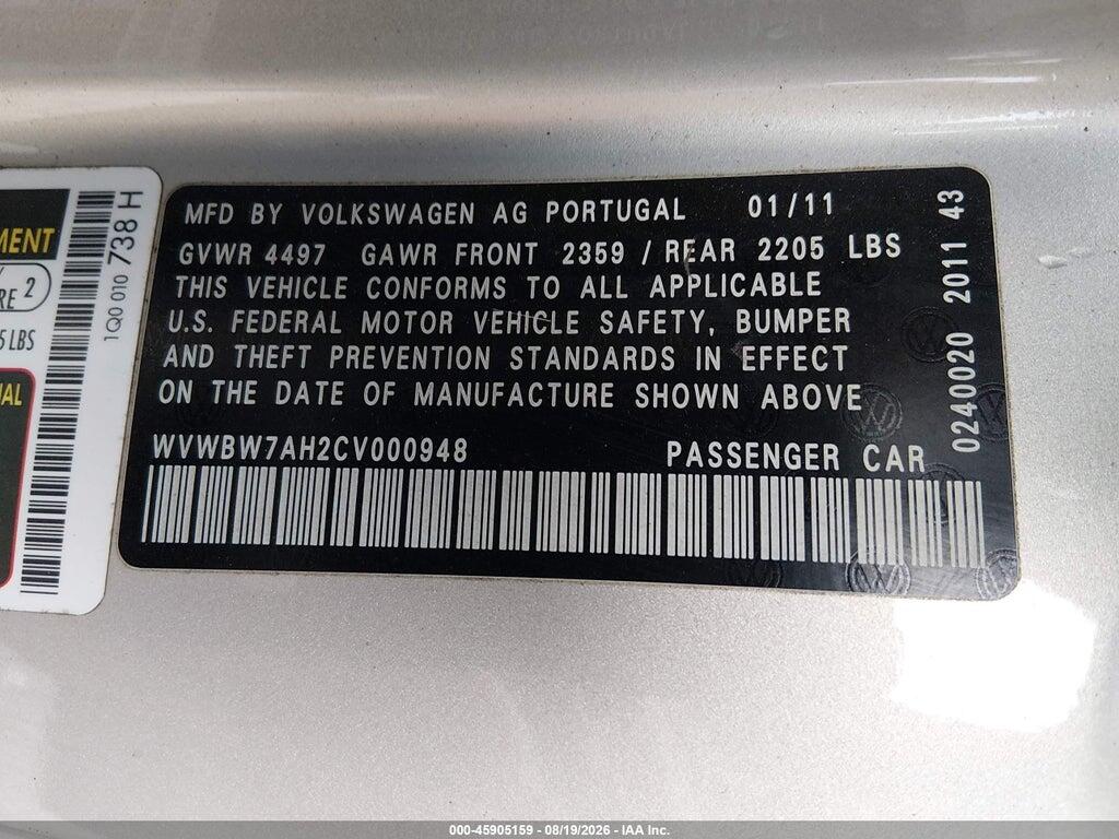 WVWBW7AH2CV000948 2012 VOLKSWAGEN EOS photo no. 9