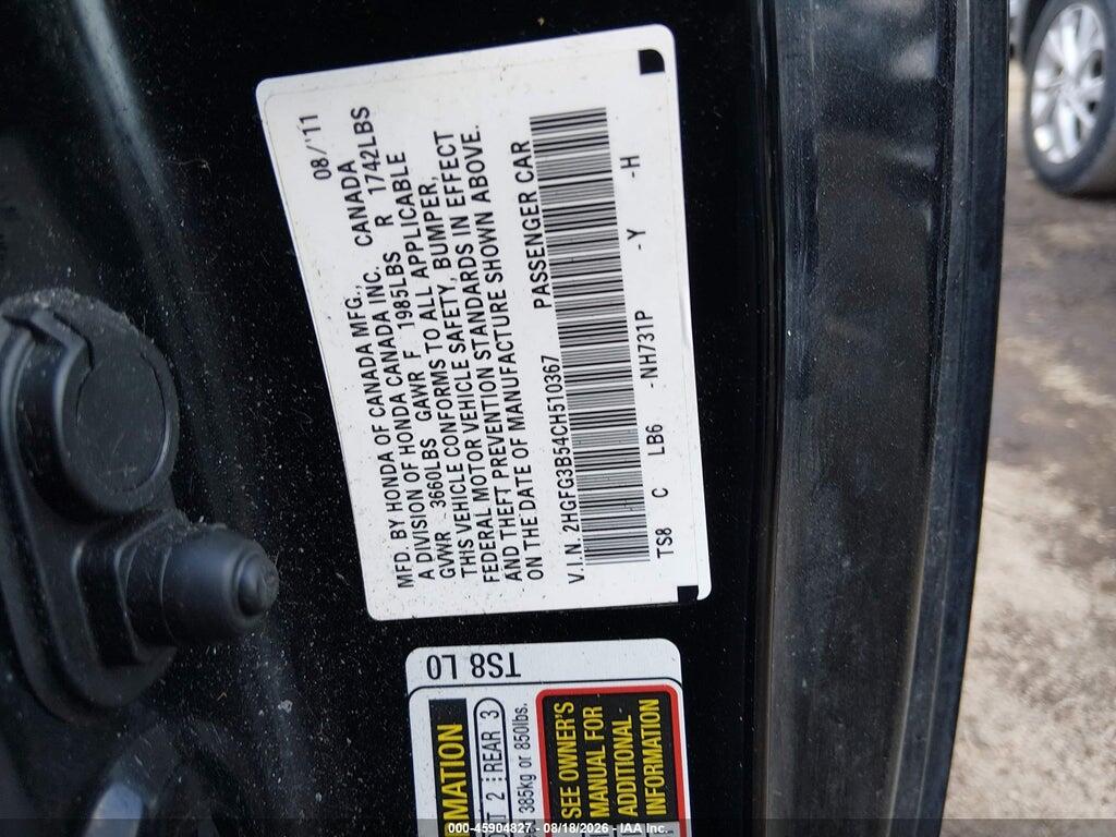 2HGFG3B54CH510367 2012 HONDA CIVIC photo no. 9