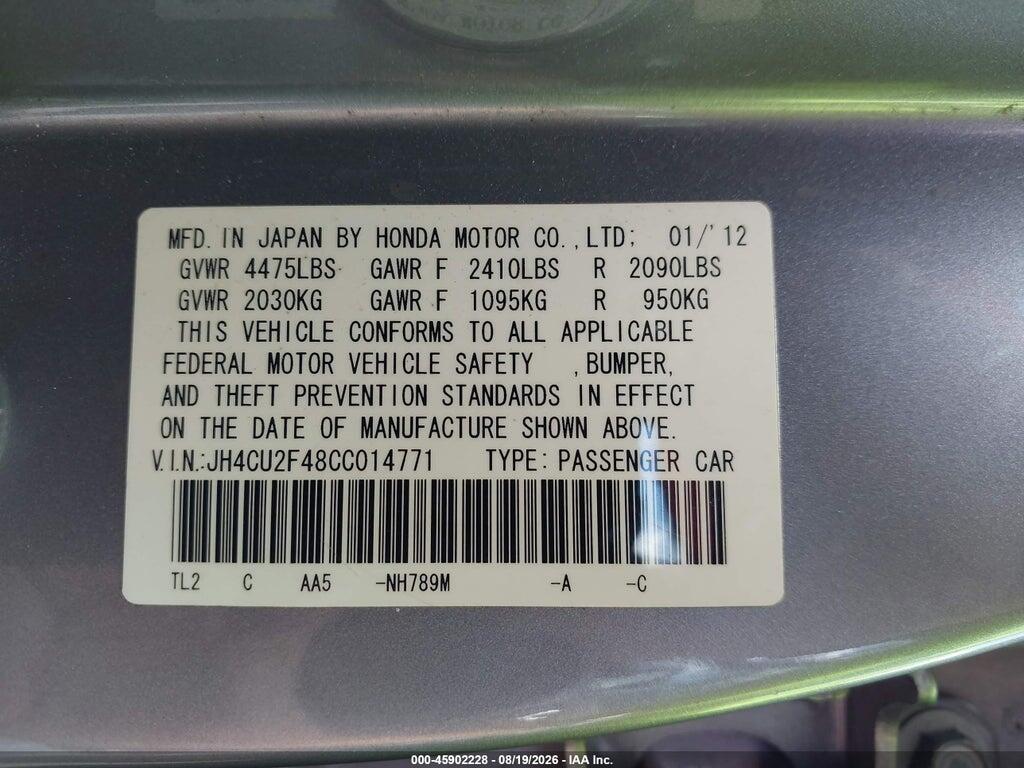JH4CU2F48CC014771 2012 ACURA TSX photo no. 9