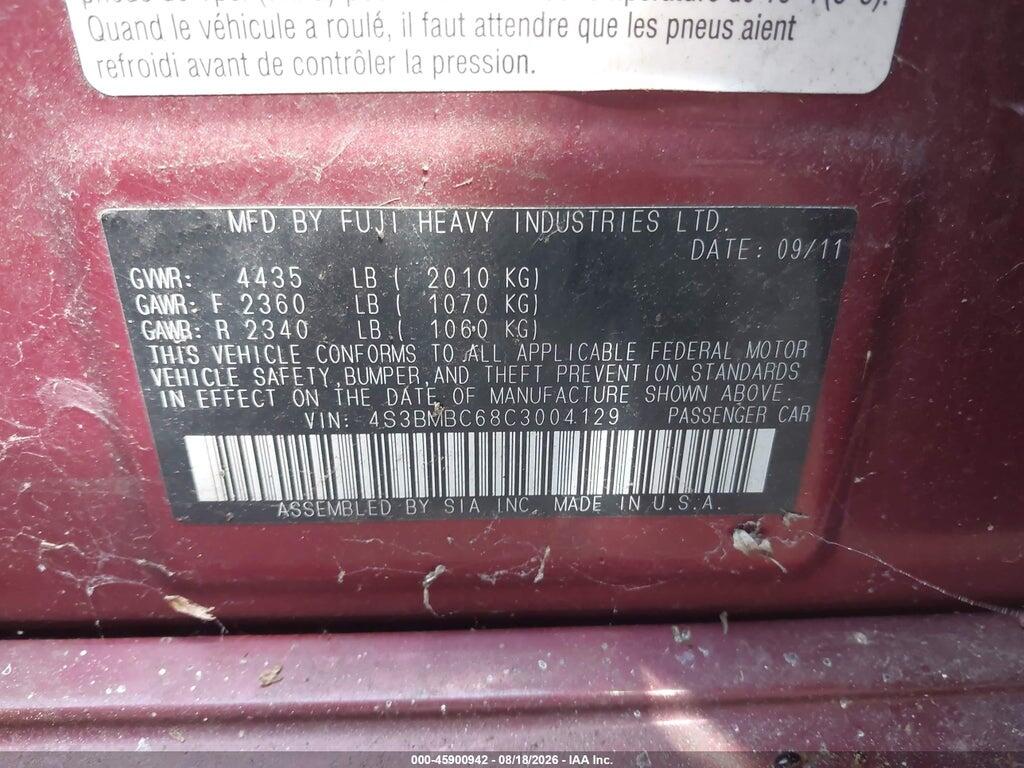 4S3BMBC68C3004129 2012 SUBARU LEGACY photo no. 9