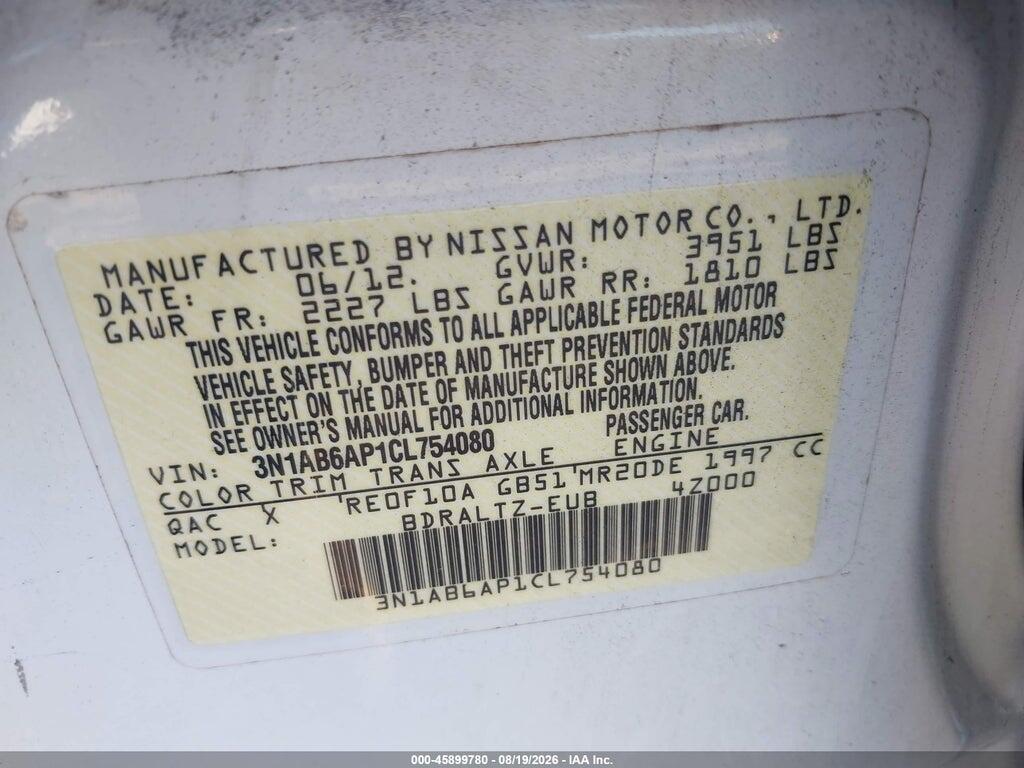 3N1AB6AP1CL754080 2012 NISSAN SENTRA photo no. 9