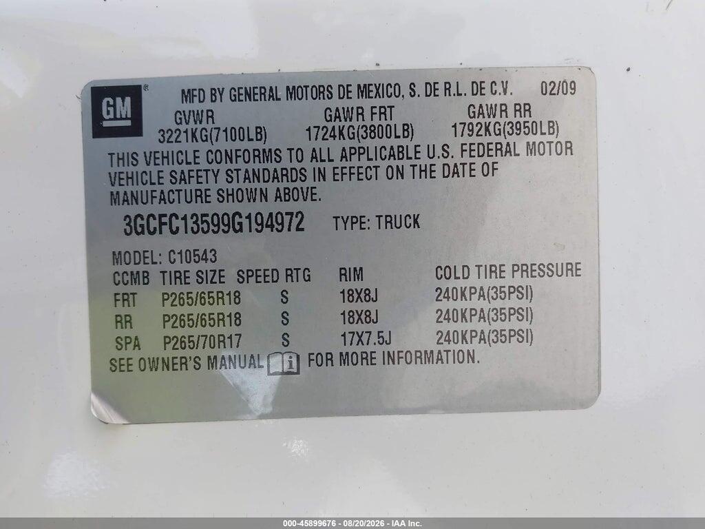 3GCFC13599G194972 2009 CHEVROLET SILVERADO 1500 HYBRID photo no. 9