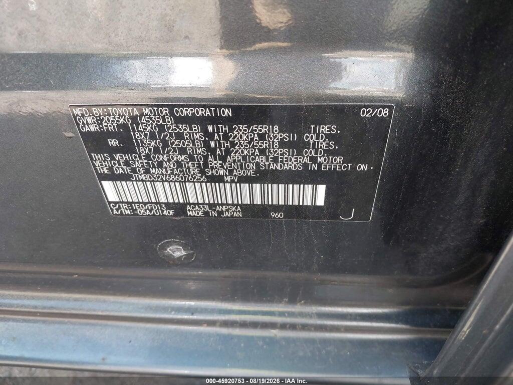 JTMBD32V686076256 2008 TOYOTA RAV4 photo no. 9