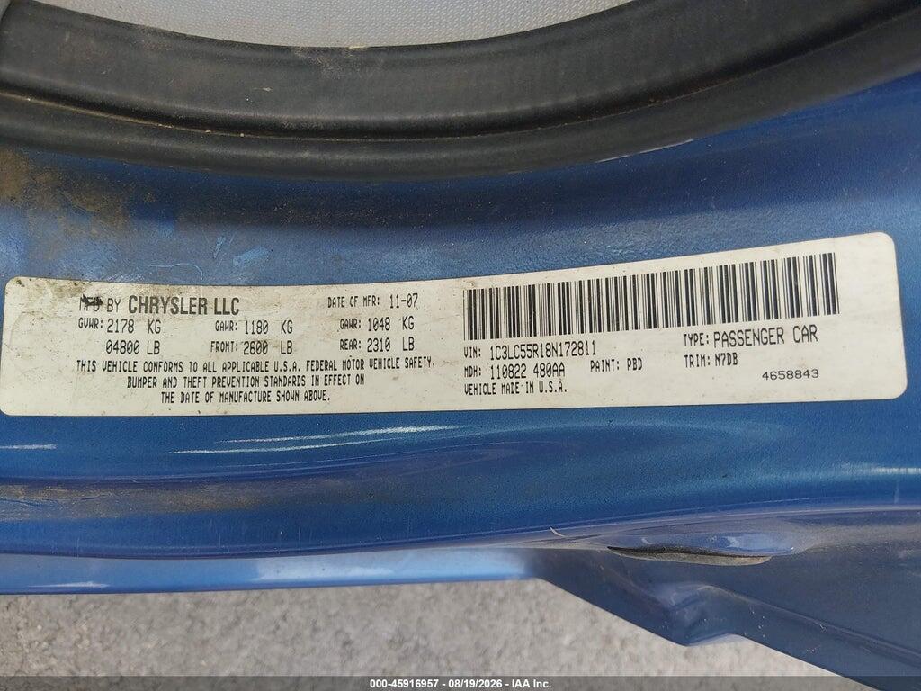 1C3LC55R18N172811 2008 CHRYSLER SEBRING photo no. 9