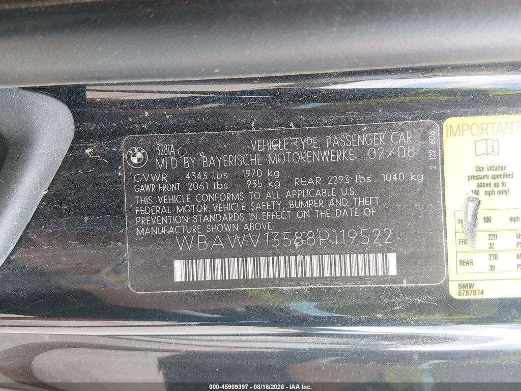 WBAWV13588P119522 2008 BMW 328I photo no. 9