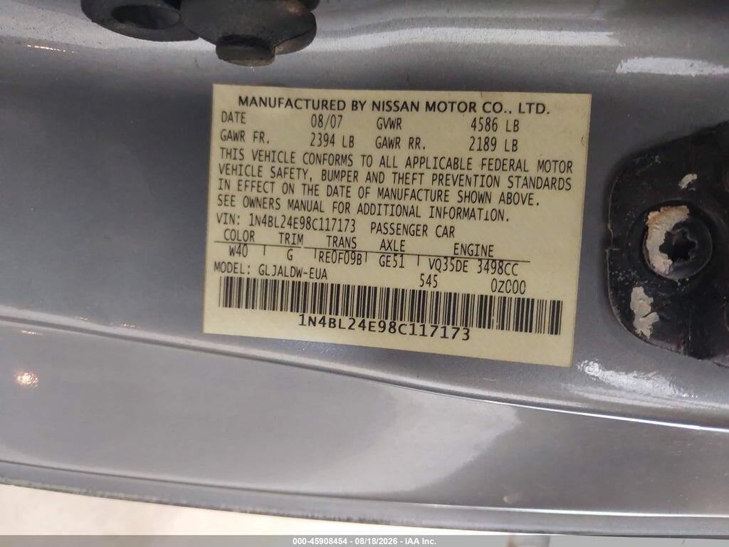1N4BL24E98C117173 2008 NISSAN ALTIMA photo no. 8
