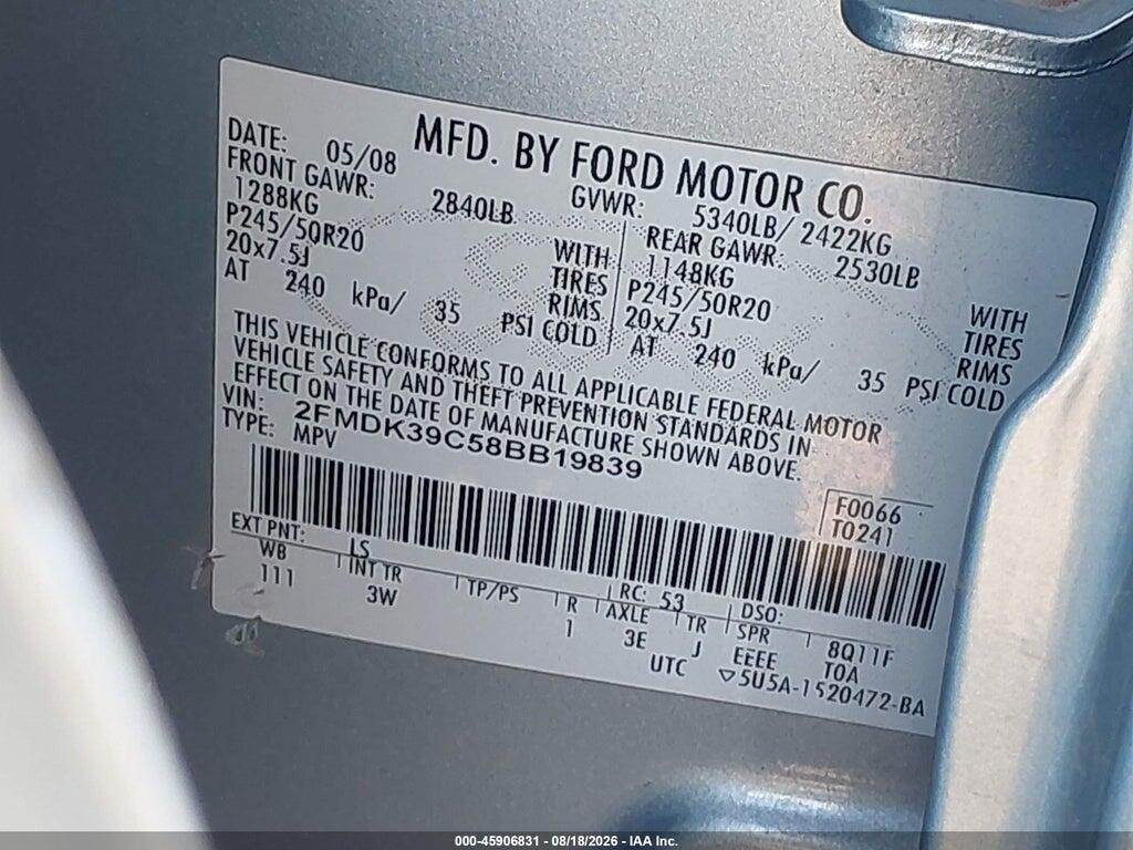 2FMDK39C58BB19839 2008 FORD EDGE photo no. 9