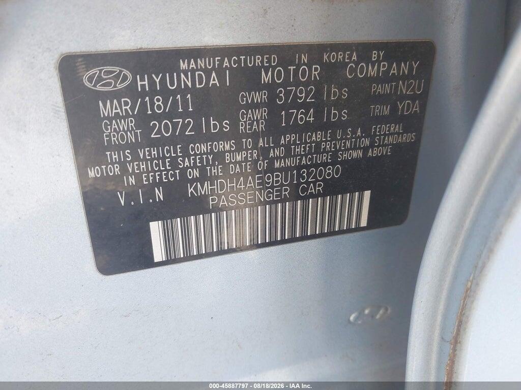 KMHDH4AE9BU132080 2011 HYUNDAI ELANTRA photo no. 9