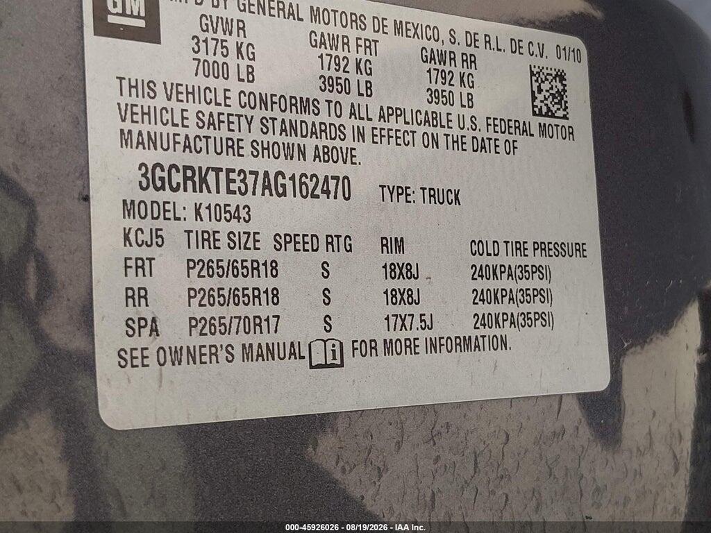 3GCRKTE37AG162470 2010 CHEVROLET SILVERADO 1500 photo no. 9