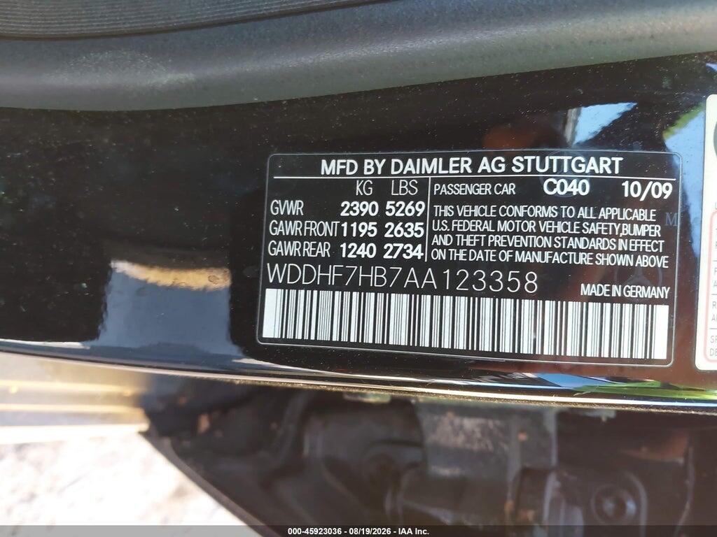 WDDHF7HB7AA123358 2010 MERCEDES-BENZ E 63 AMG photo no. 9
