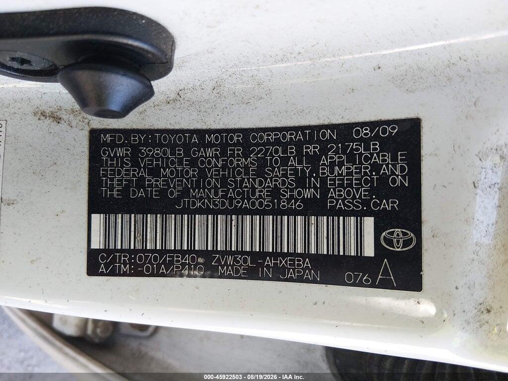 JTDKN3DU9A0051846 2010 TOYOTA PRIUS photo no. 9