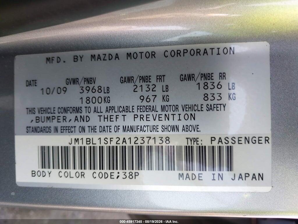 JM1BL1SF2A1237138 2010 MAZDA MAZDA3 photo no. 9