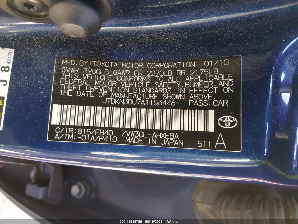 JTDKN3DU7A1153446 2010 TOYOTA PRIUS photo no. 9