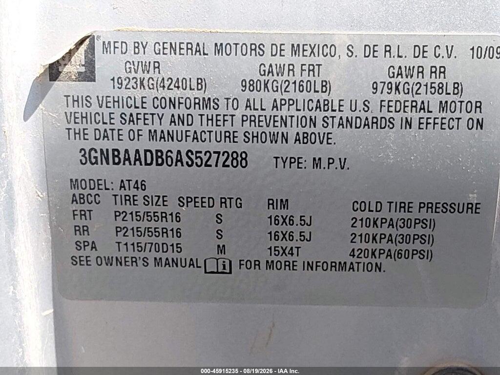3GNBAADB6AS527288 2010 CHEVROLET HHR photo no. 9