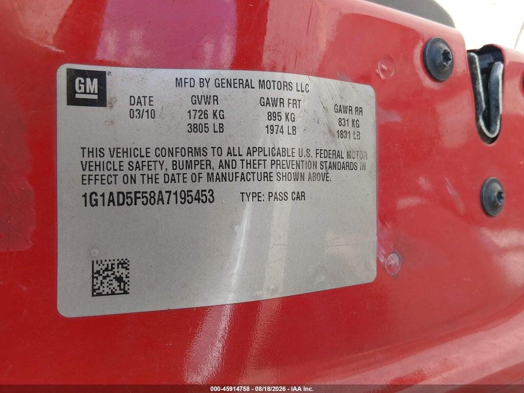 1G1AD5F58A7195453 2010 CHEVROLET COBALT photo no. 9