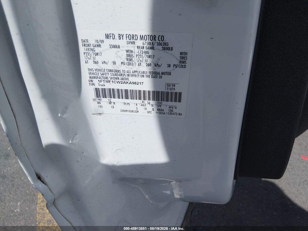 1FTMF1CW2AKA98217 2010 FORD F-150 photo no. 9