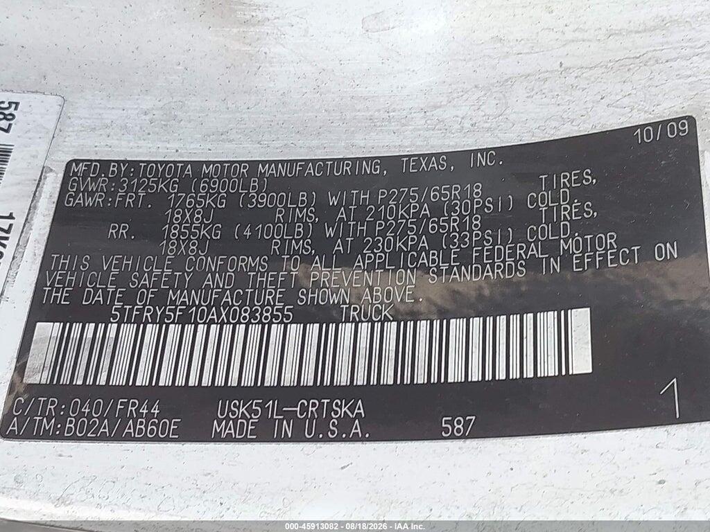 5TFRY5F10AX083855 2010 TOYOTA TUNDRA photo no. 9