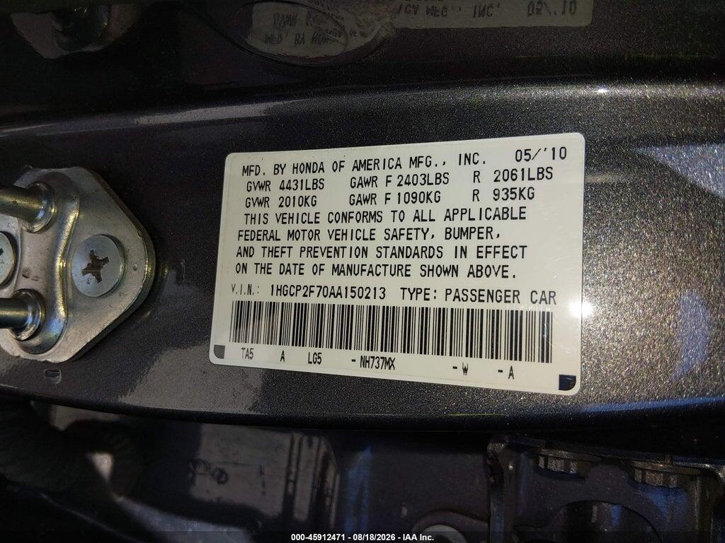 1HGCP2F70AA150213 2010 HONDA ACCORD photo no. 9