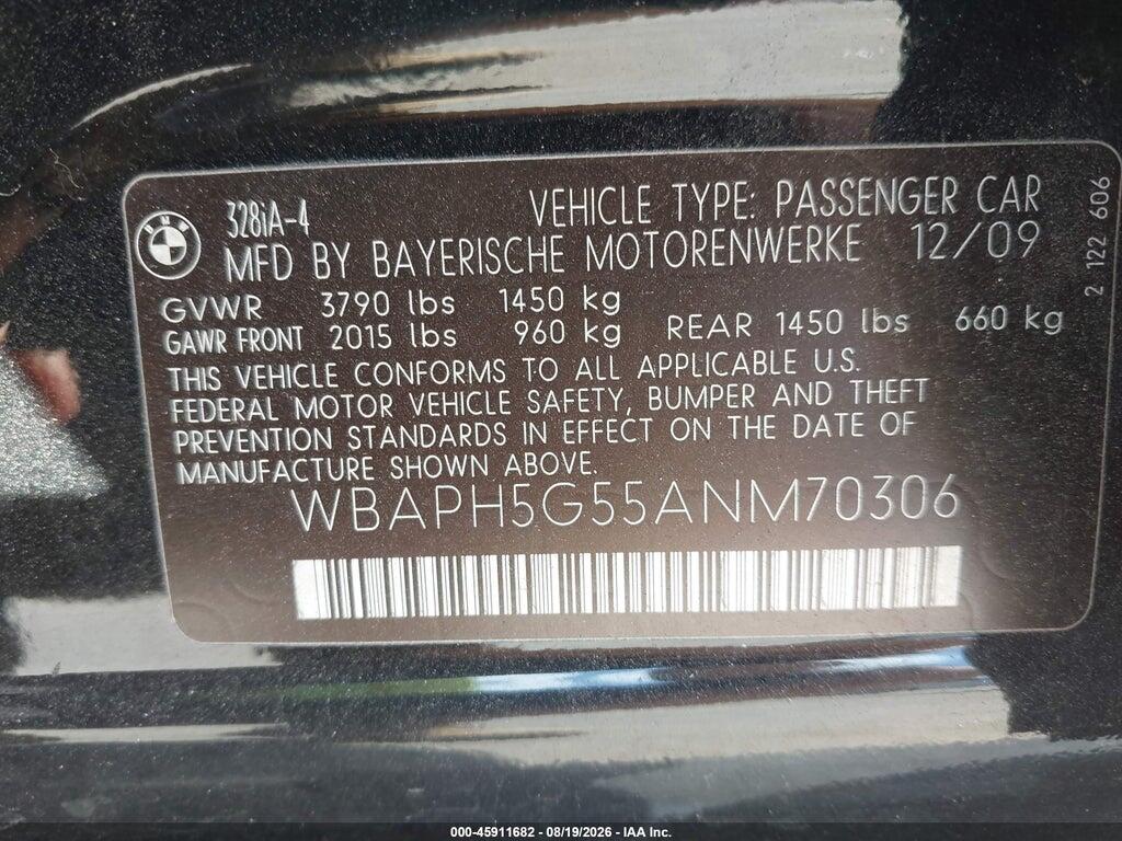 WBAPH5G55ANM70306 2010 BMW 328I photo no. 9