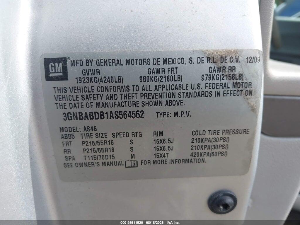 3GNBABDB1AS564562 2010 CHEVROLET HHR photo no. 9
