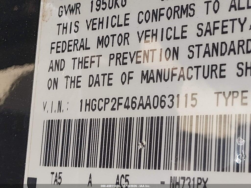1HGCP2F46AA063115 2010 HONDA ACCORD photo no. 9