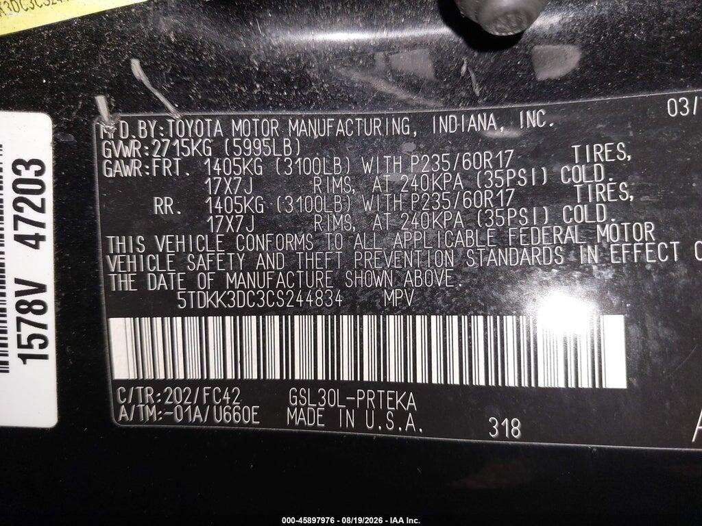5TDKK3DC3CS244834 2012 TOYOTA SIENNA photo no. 9